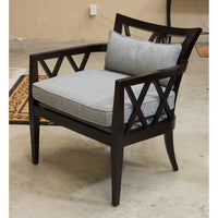 Wood Frame Chair w/Lt. Blue Tweed Uph