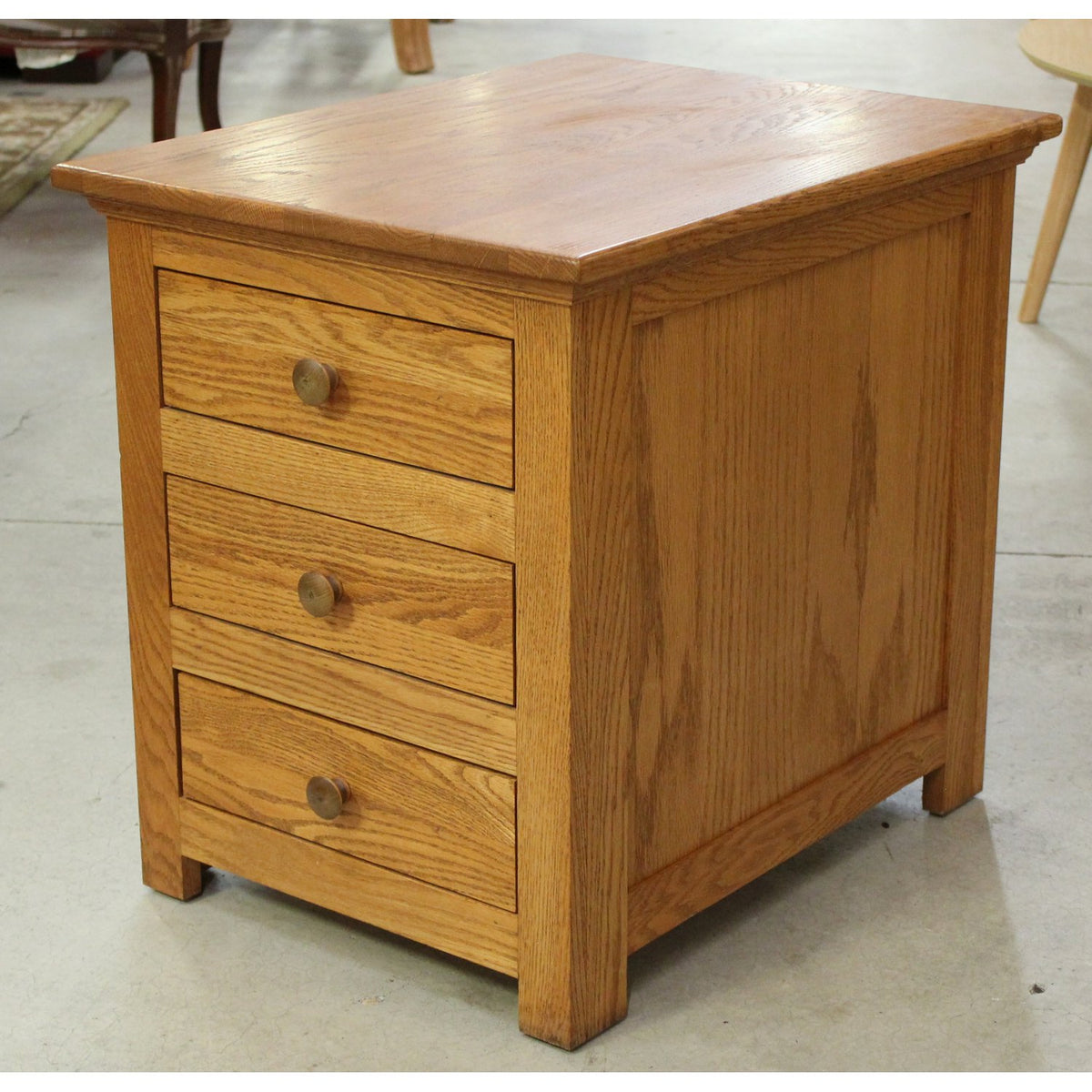 Oak Three Drawer End Table