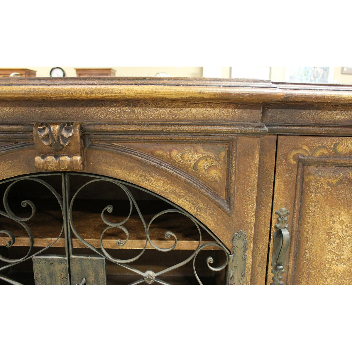 Accents of Salado Rustic Mediterranean Sideboard w/Scrolling Iron Doors
