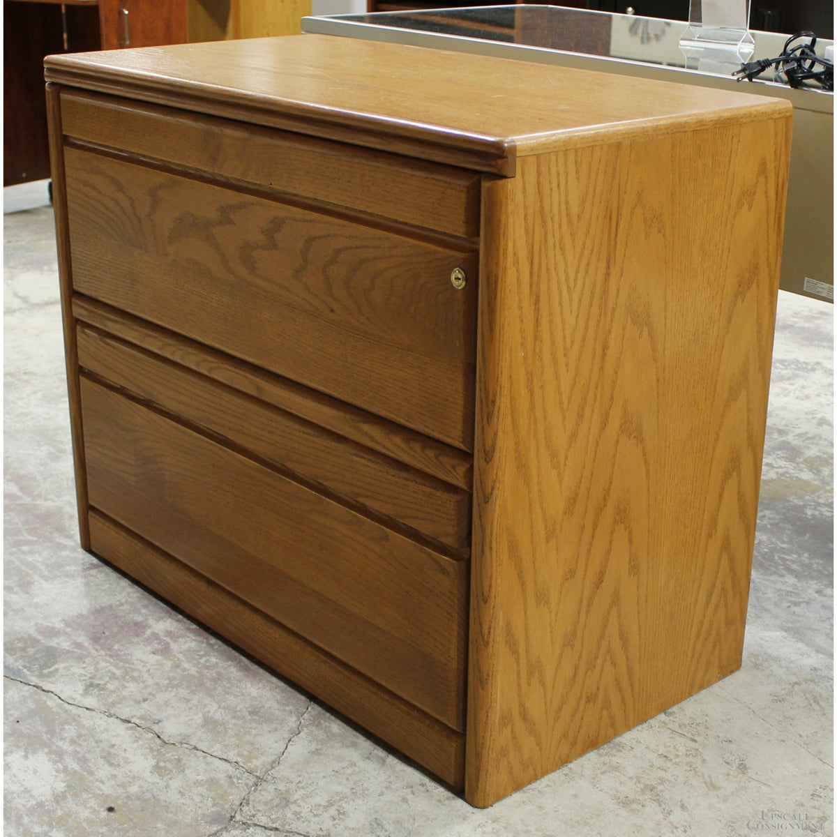 Oak Lateral 2 Drawer File Cabinet