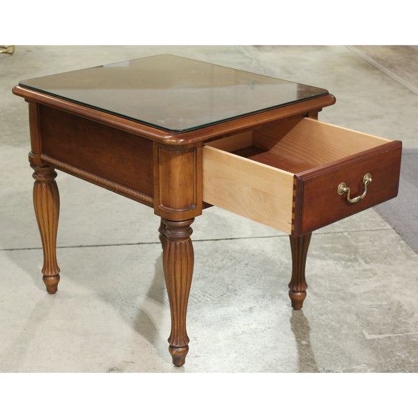 Thomasville End Table w/Protective Glass