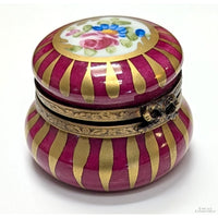 Limoges Round Hand-Painted Trinket Box