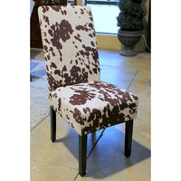 Solid Wood Distressed Dining Table w/6 Cowhide Print Chairs