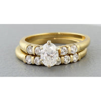 14K Gold Oval Diamond Engagement Ring & Wedding Band Set – Approx. 1.15 CTW