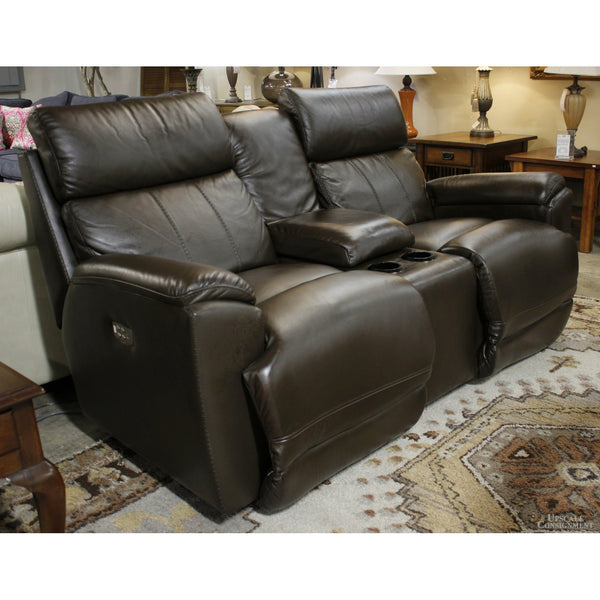 La-Z-Boy Leather Power Dual Reclining Loveseat w/Adj. Headrest