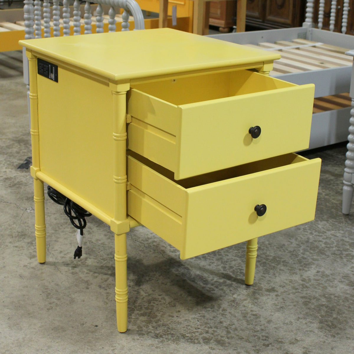 Yellow Faux Bamboo Leg Nightstand