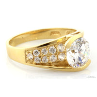 8.2mm Round Brilliant Cubic Zirconia 14K Yellow Gold Ring