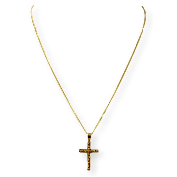 Alaska Mint 22K Gold Nugget 14K Cross Pendant Necklace