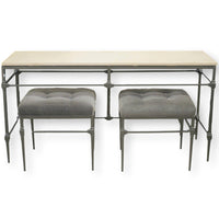 Bernhardt Console Table w/Bunching Ottomans