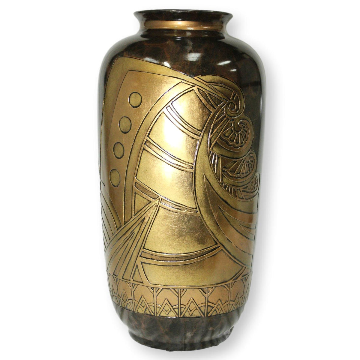 Art Max 25'' Vase in Mottled Brown & Gold