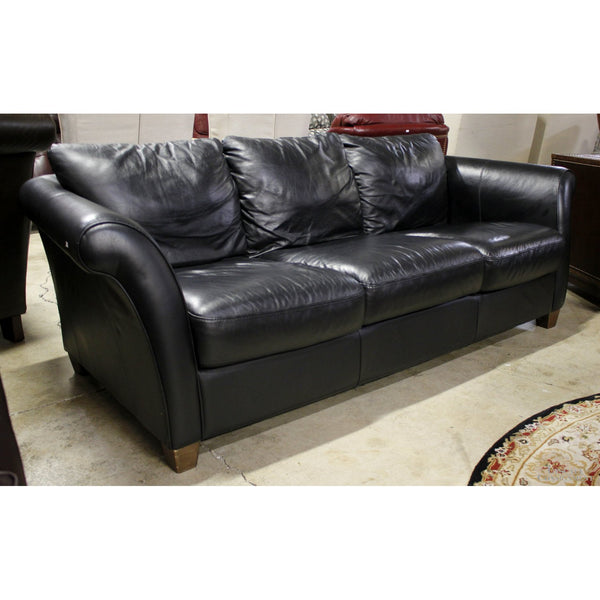 Natuzzi Italsofa Black Leather Sofa