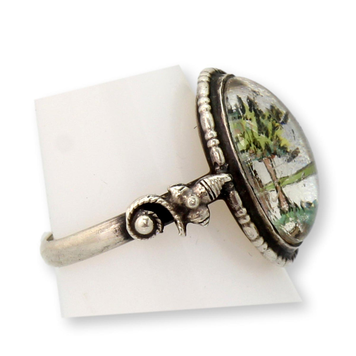 Sterling Silver Patent Assembled English Scenic Landscape Ring