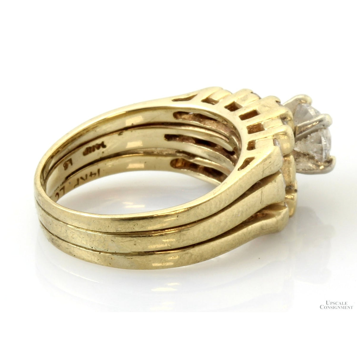 14K Gold Three-Band 1.26ctw Diamond Bridal Set | .70ct Center