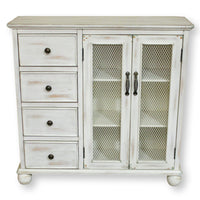 Hand-Rubbed Whitewash Narrow Cabinet w/Drawers