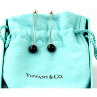 Tiffany & Co. Black Onyx Bead Sterling Silver Drop Earrings