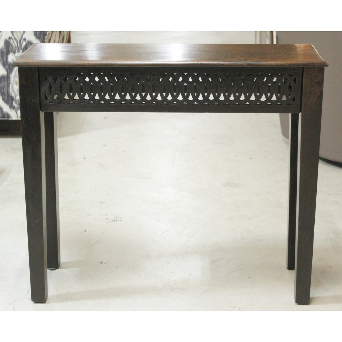 Tropical Wood Console Table with Fretwork