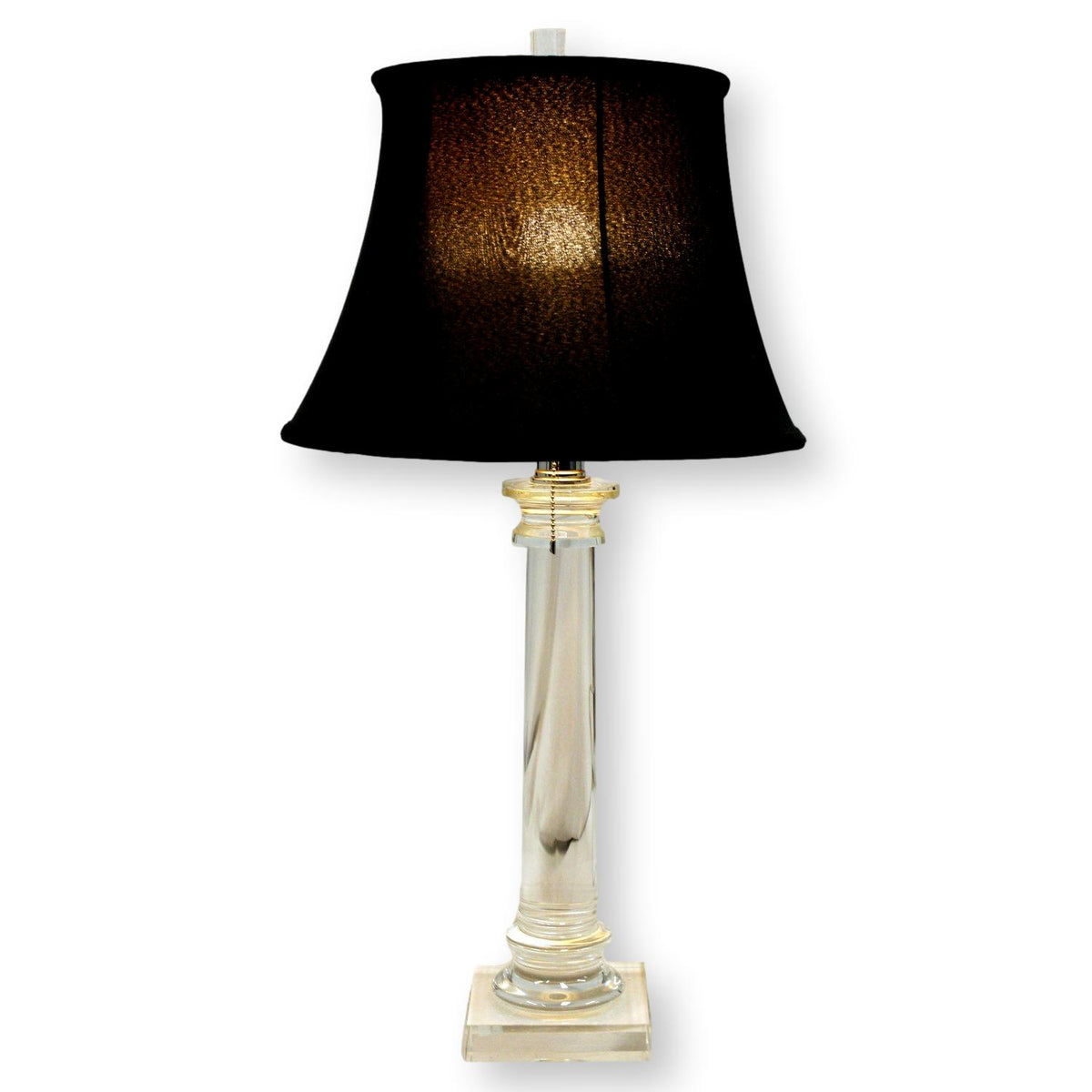 Crystal Column Table Lamp w/Silk Shade