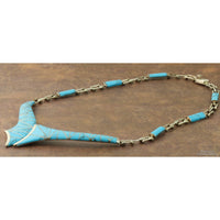 Vintage Turquoise Inlay Sterling Silver Statement Collar Necklace