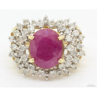 6.07ct Natural Ruby 1.43ctw Brilliant Diamond 14K Yellow Gold Ring