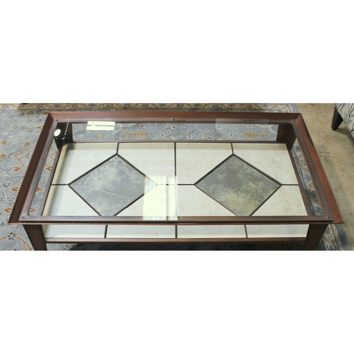 Ercol Furniture Glass Top Coffee Table w/Tile