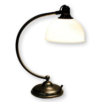 Pottery Barn Bronze Desk Lamp w/Milk Glass Shade