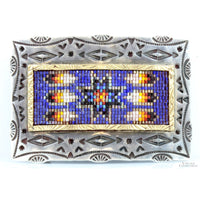 Navajo Artisans Wil & Vira Yazzie Multicolor Glass Bead Belt Buckle