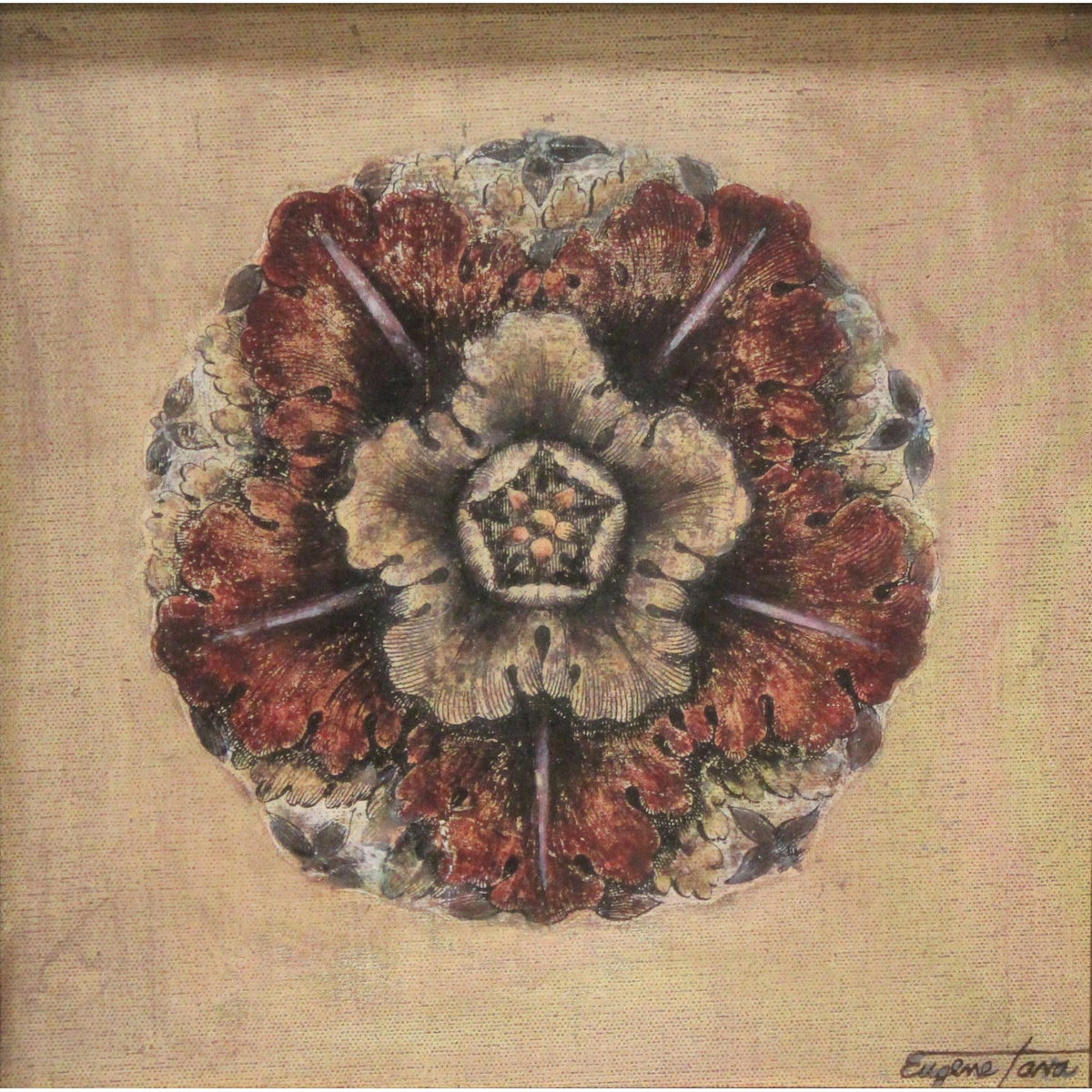 Framed Floral Medallion Artwork