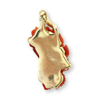 Custom 14K Gold Carved Coral Rose & Pearl Pendant