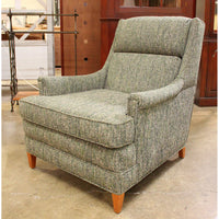 Green Tweed Accent Chair w/Ottoman