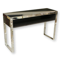Modern Black Glass & Chrome Console Table