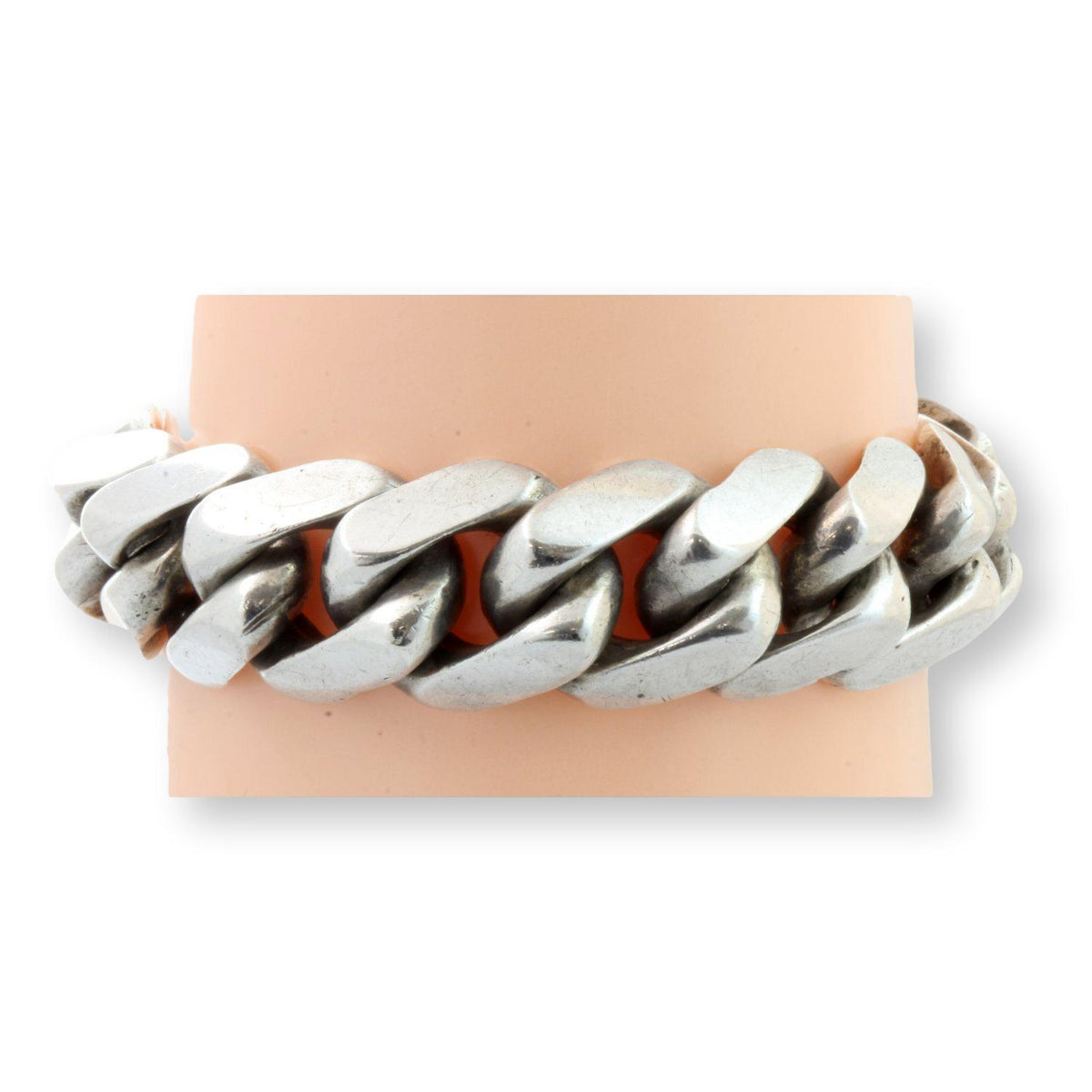 Mexican Silver Cuban Curb Link Bracelet - Circa 1930s–1940s