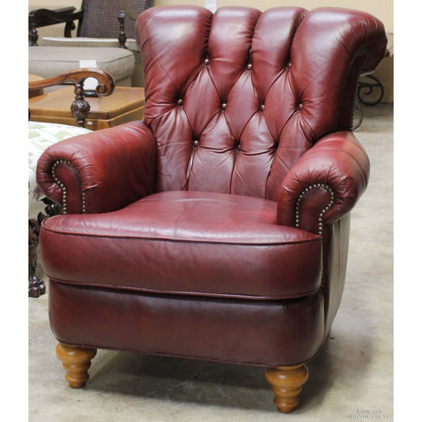Flexsteel Burgundy Leather Club Chair