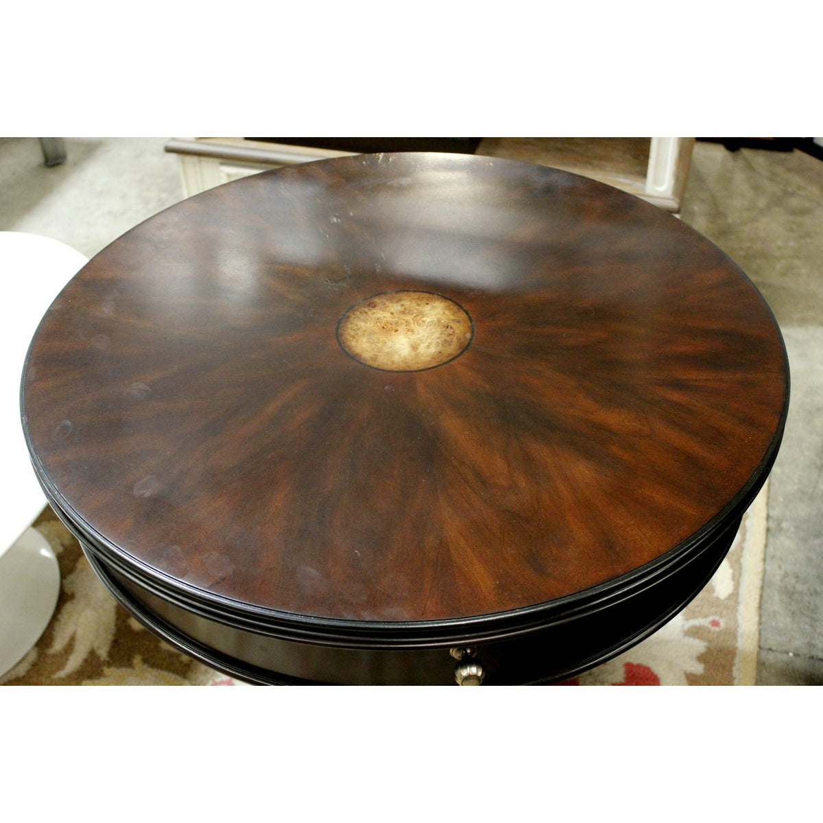 Stanley Furniture Round Dark Finish & Burlwood Accent Table
