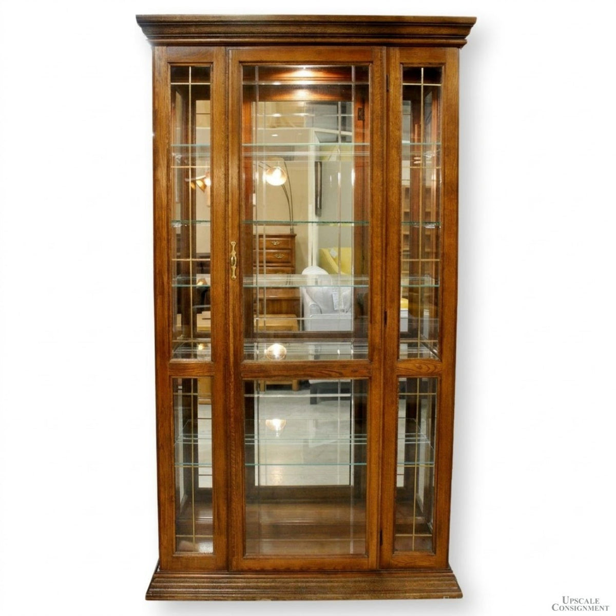Oak & Etched Glass Curio Cabinet