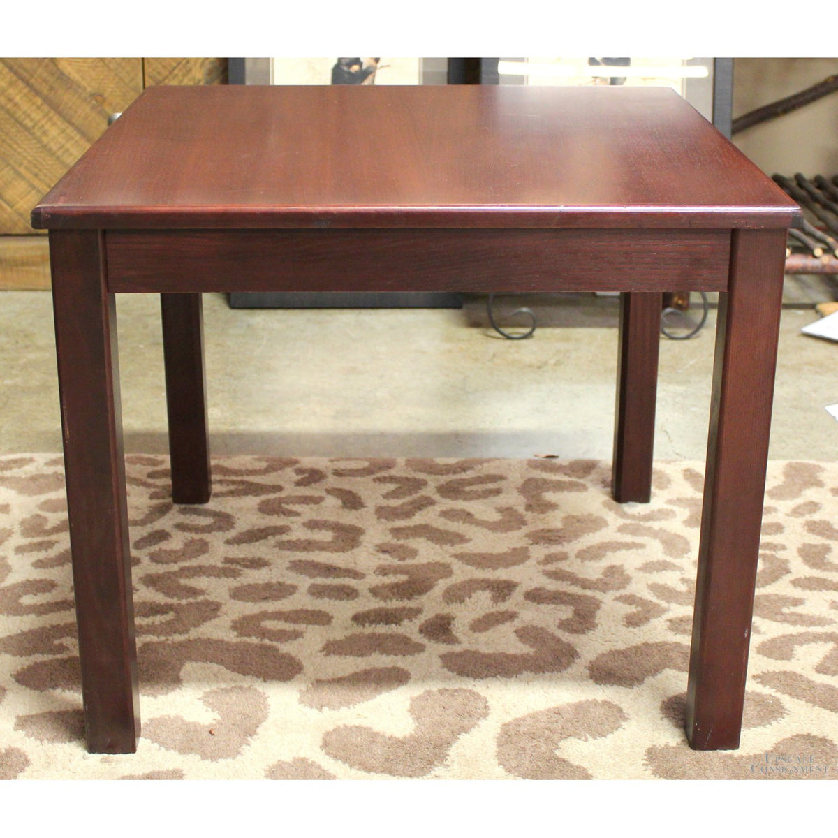 Dark Finish Square End Table
