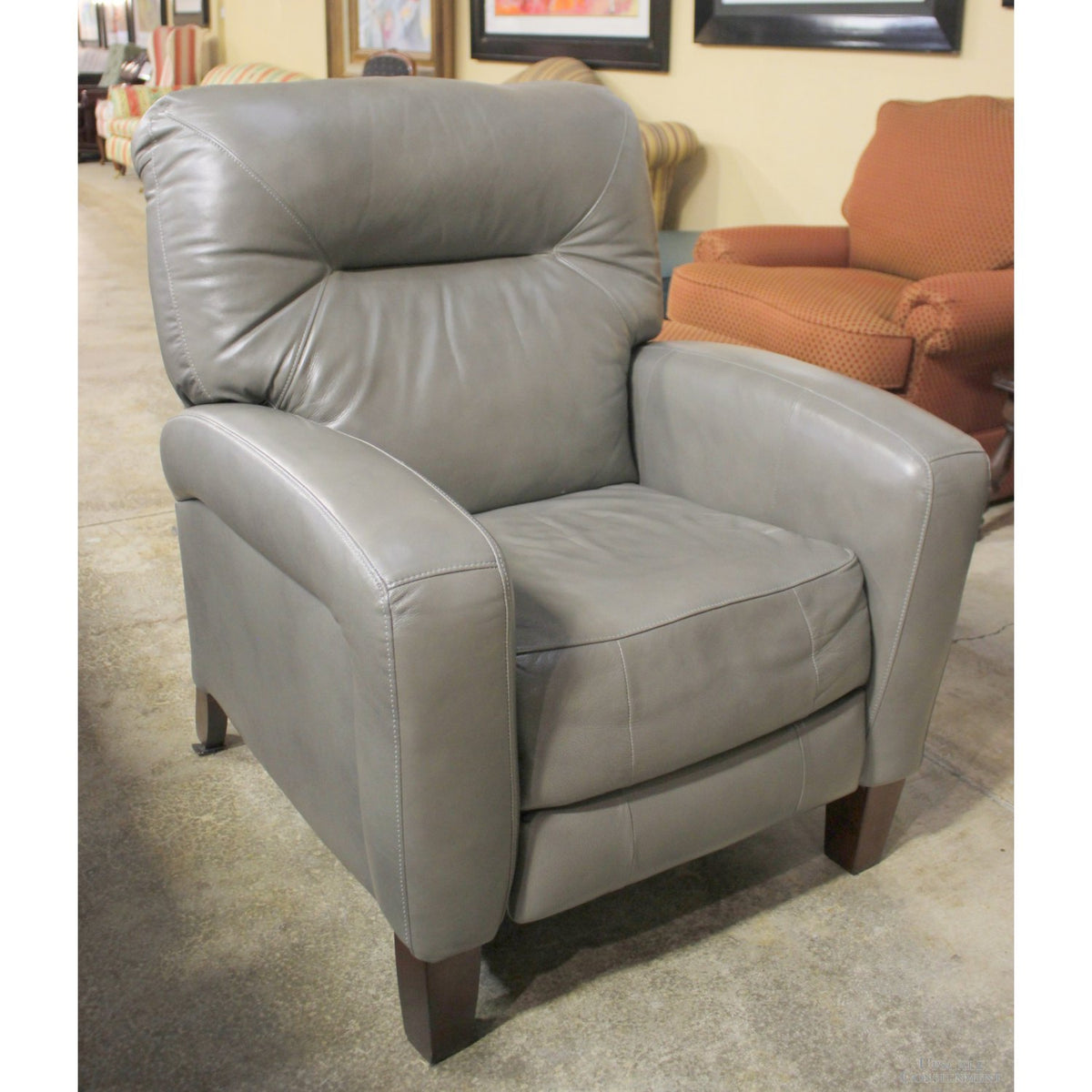 Southern Motion Gray Leather Pushback Recliner