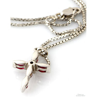 .45ctw Created Ruby & Diamond 14K White Gold Cross Necklace