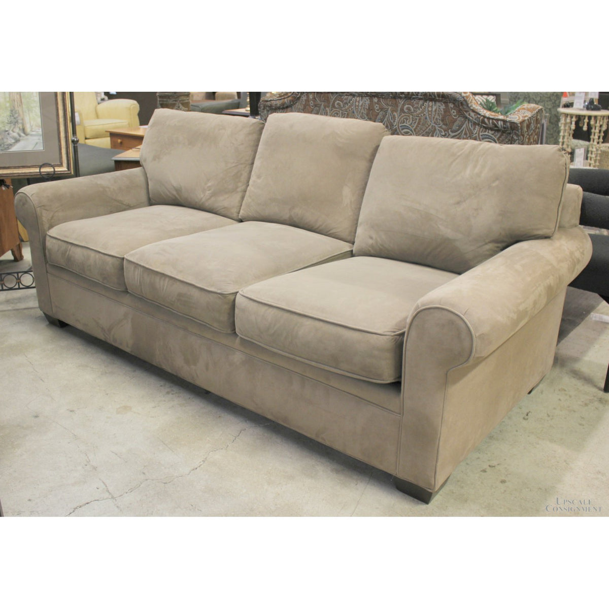 Drexel Heritage Taupe Microfiber Sofa