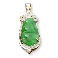 Vibrant Green Grade A Jadeite Jade Pea Pod Carved Pendant