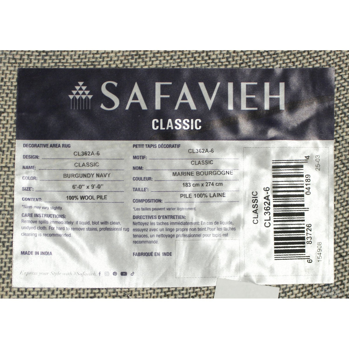 Safavieh 6' X 9' Burgundy & Navy Wool Area Rug