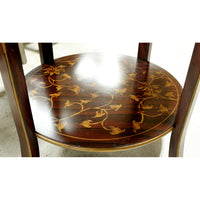 Round 2-Tier Accent Table w/Leaves & Birds