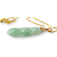 Grade A Icy Translucent Light Green Jadeite Lucky Pea Pod Necklace