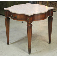 Mahogany Vintage Accent Table w/Pink Marble Top