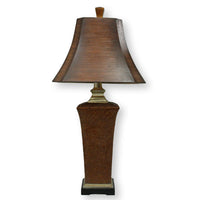 Copper Color Textured Lamp w/Leather Shade