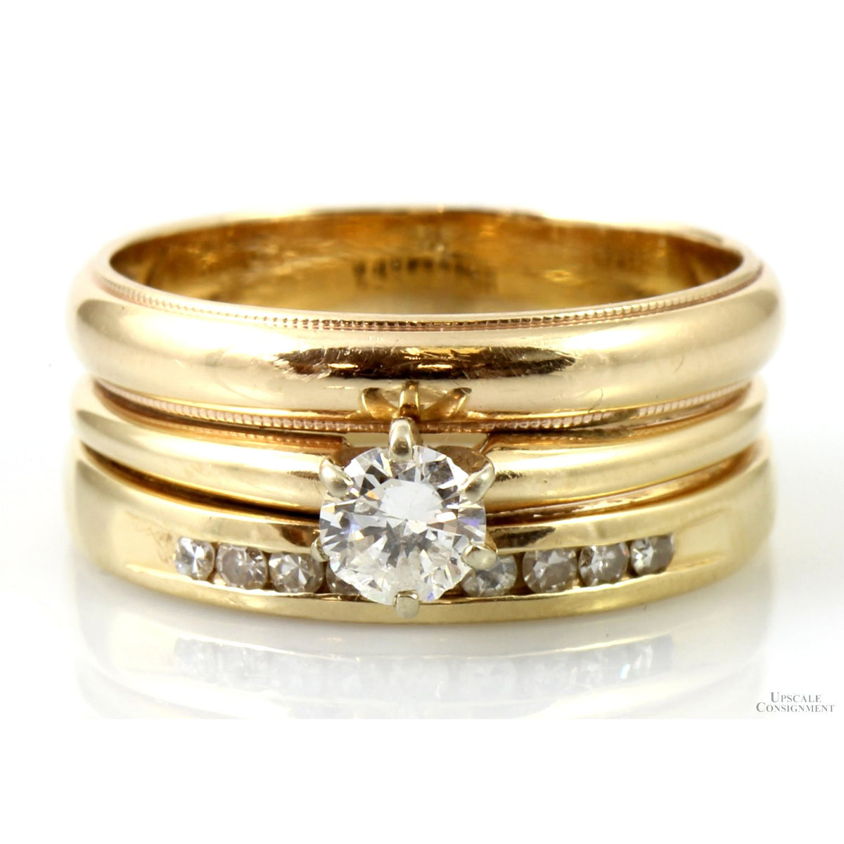 .64ctw Diamond Engagement & 14K Yellow Gold Wedding Bands