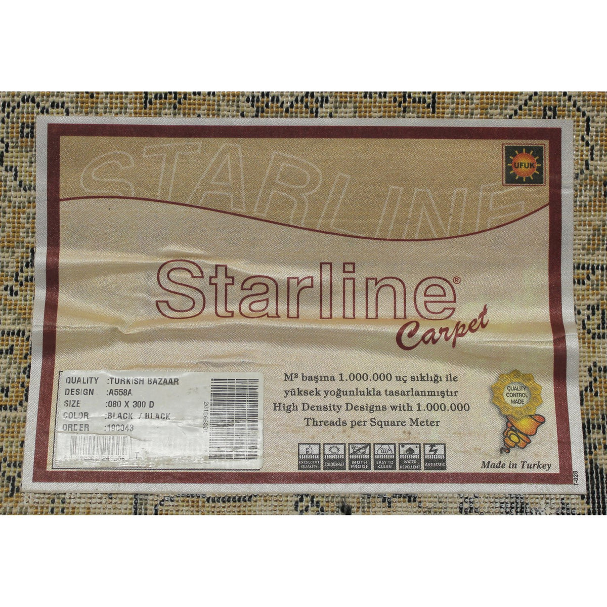 Starline 2' 8'' X 9' 11'' 'Turkish Bazar' Poly Black & Gold Runner Rug