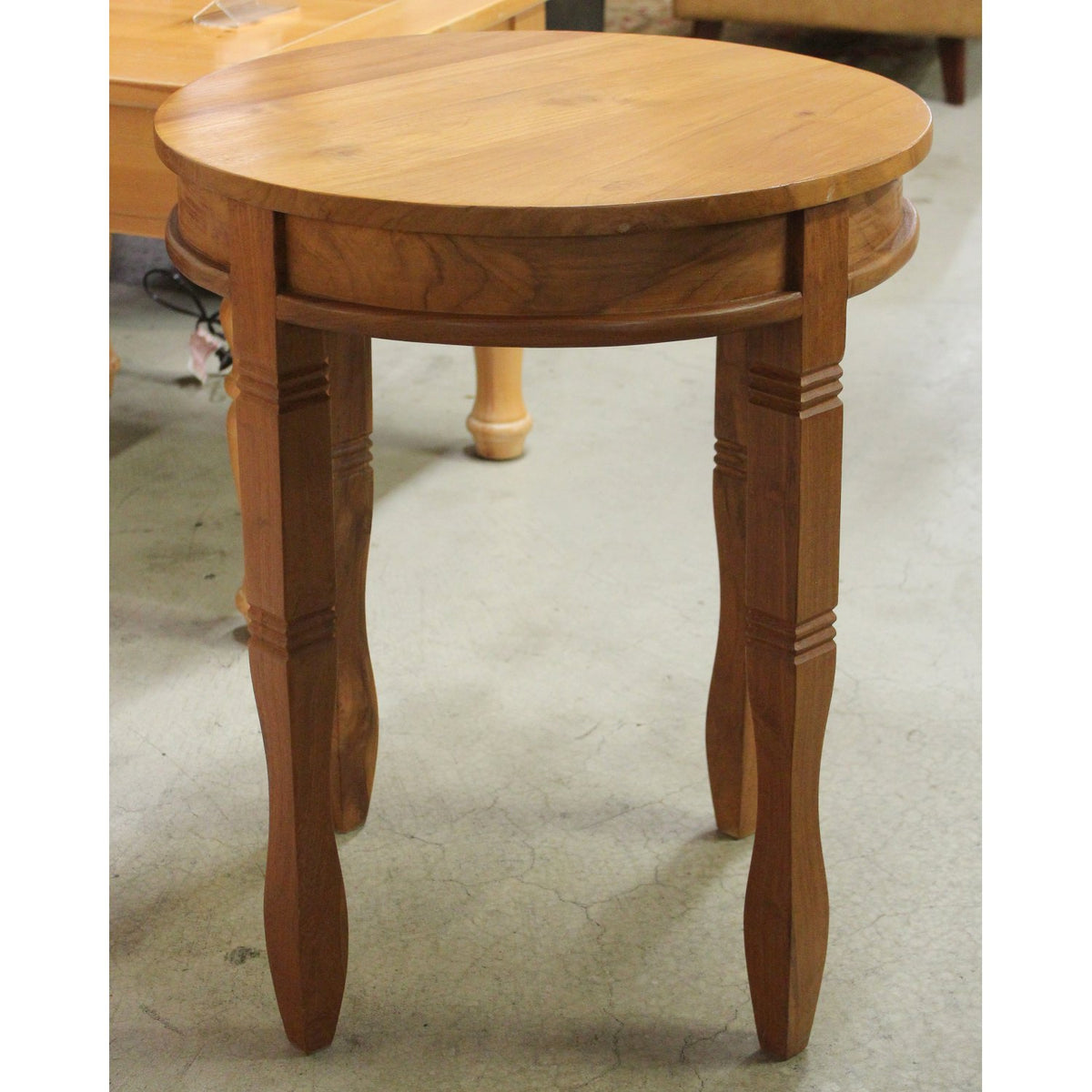 Round Solid Teak End Table