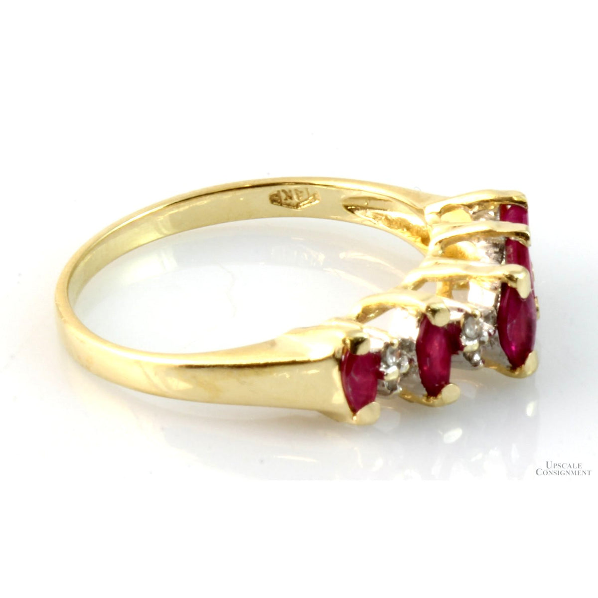 Marquise Cut Natural Ruby & Diamond 14K Gold Ring