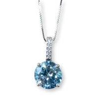 2.79ct Natural Blue Zircon Pendant 14K Gold Necklace