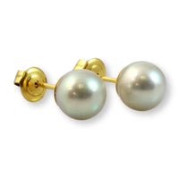 7.70mm Cultured White Pearl 14K Gold Stud Earrings